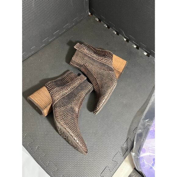 Kork-Ease Leyland Brown Leather Snakeskin Print Block Heel Ankle Boots 9M - Picture 4 of 7